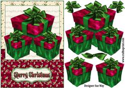Luxury Christmas Gift Boxes Quick Card Front with Decoupage