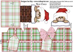 Christmas Bear in a Chimney (tartan) Box Card