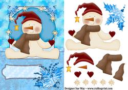 Snowman Juggling Snowflakes Decoupage