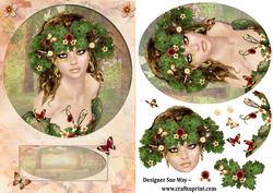 Lady Spirit of the Flowers Card Front and Decoupage