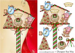 Christmas Bird House Card Front