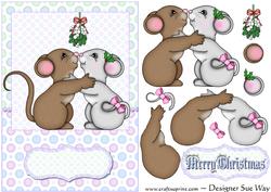 Kissing Under the Mistletoe Card Front and Decoupage