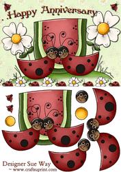 Love Bugs Anniversary Card Front and Decoupage