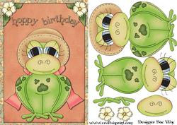 Hoppy Birthday Frog Card Front and Decoupage