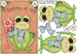 Thinking of You Frog Card Front and Decoupage