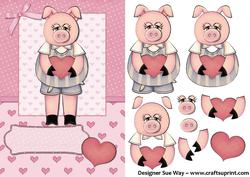 Hogs and Kisses Pink Card Front and Decoupage