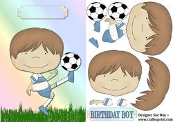 Boy Kicking a Football Card Front