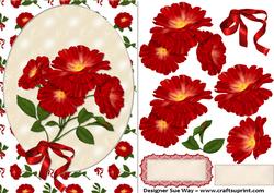 Red Wild Roses and Lace Decoupage