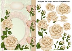 Cream Rose Cluster Decoupge