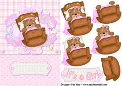 Sleeping Baby Bear Decoupage