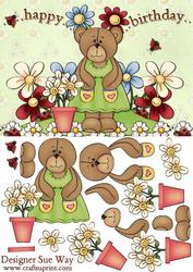 Gardening Bear Birthday Decoupage