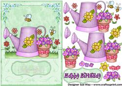 Watering Can and Flowers Card Front