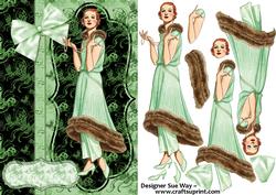 Art Deco Lady in Pearls Decoupage