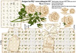 Cream Roses Birthday Box Card