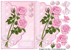 Pink Roses and Lace Envelope Card
