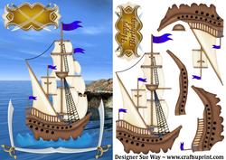 Pirate Ship Card Front & Decoupage