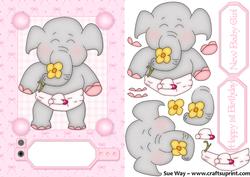 Sweet Baby Girl Elephant Decoupage