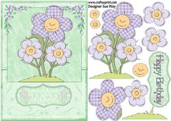 Happy Face Flowers Card Front and Decoupage