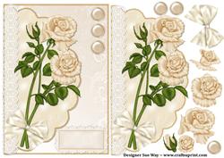 Cream Roses and Lace Envelope Card
