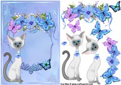 Cat, Flowers and Butterfly's Card Front and Decoupage