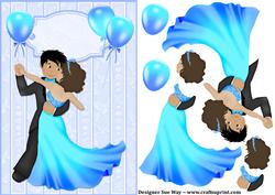 Dance with Me Tonight in Blue Card Front and Decoupage