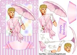 April Showers Vintage Fashion Lady Decoupage