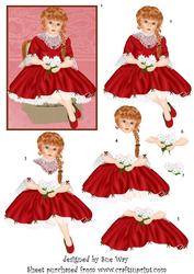 Victorian Girl in Red Topper and Decoupage
