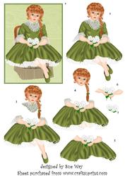 Victorian Girl in Green Topper and Decoupage