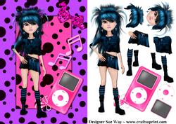 Rock Chick Card Front and Decoupage