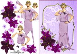 Lilac and Flowers Vintage Fashion Lady Decoupage