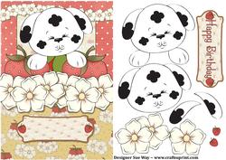 Strawberry Patch Peeping Puppy Decoupage