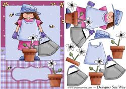 Watering the Flowers Card Front and Decoupage