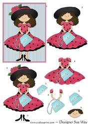 Red Dress Fancy Girl Topper and Decoupage