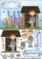 Garden Shed Male Card Front and Decoupage