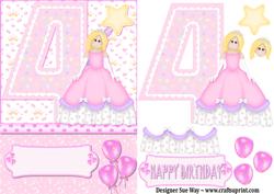 4th Birthday Princess Card Front and Decoupage