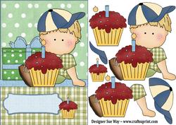 Birthday Cake Boy Card Front and Decoupage