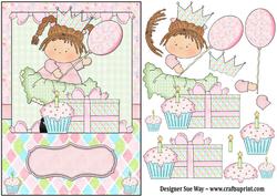 Birthday Princess Card Front and Decoupage