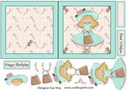 Fashion Girl 5" Square Folded Card and Decoupage