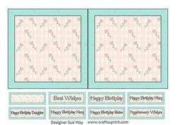 Polka Dots and Roses 5" Square Insert and Greeting Tags Set