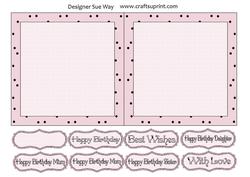 Pink and Polka Dots 5" Square Insert and Greeting Tags Set