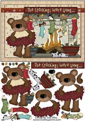 Bears Christmas Stockings Card Front and Decoupage