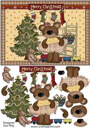 Bears Christmas Morning Card Front and Decoupage