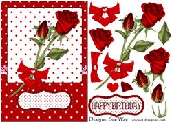 Red Polka Dots and Roses Card Front and Decoupage