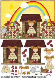 Rainbow Garden Card Front and Decoupage