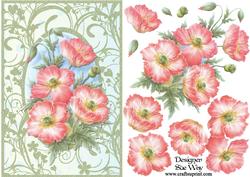 Wild Pink Poppies Card Front and Decoupage