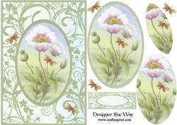 Pink and White Poppies Card Front Pyramid
