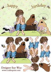 Country Boy and His Dog Card Front and Decoupage