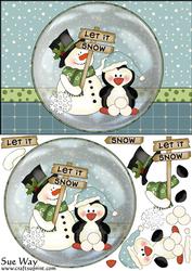 Let It Snow Card Front with Snow Globe Topper and Decoupage