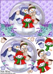Snow Family Snow Globe Card Front and Topper