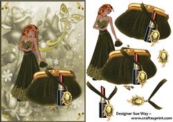 The Velvet Purse Card Front and Decoupage